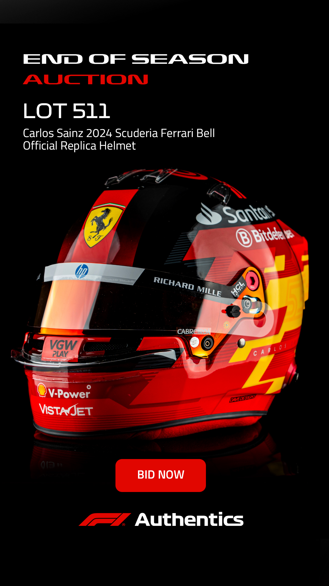 Ferrari replica helmet auction creative